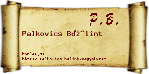 Palkovics Bálint névjegykártya